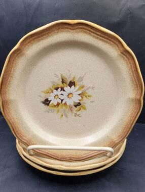 Vintage Mikasa Whole Wheat Loves Me Salad Plates Set 3 Daisy Japan 8”